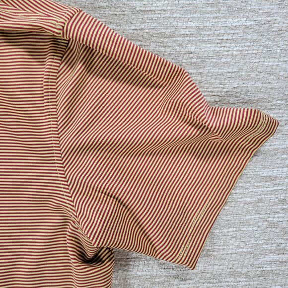 Greyson Saranac Polo Shirt Mens Small Gold Red Stripe Golf Performance - Picture 12 of 13
